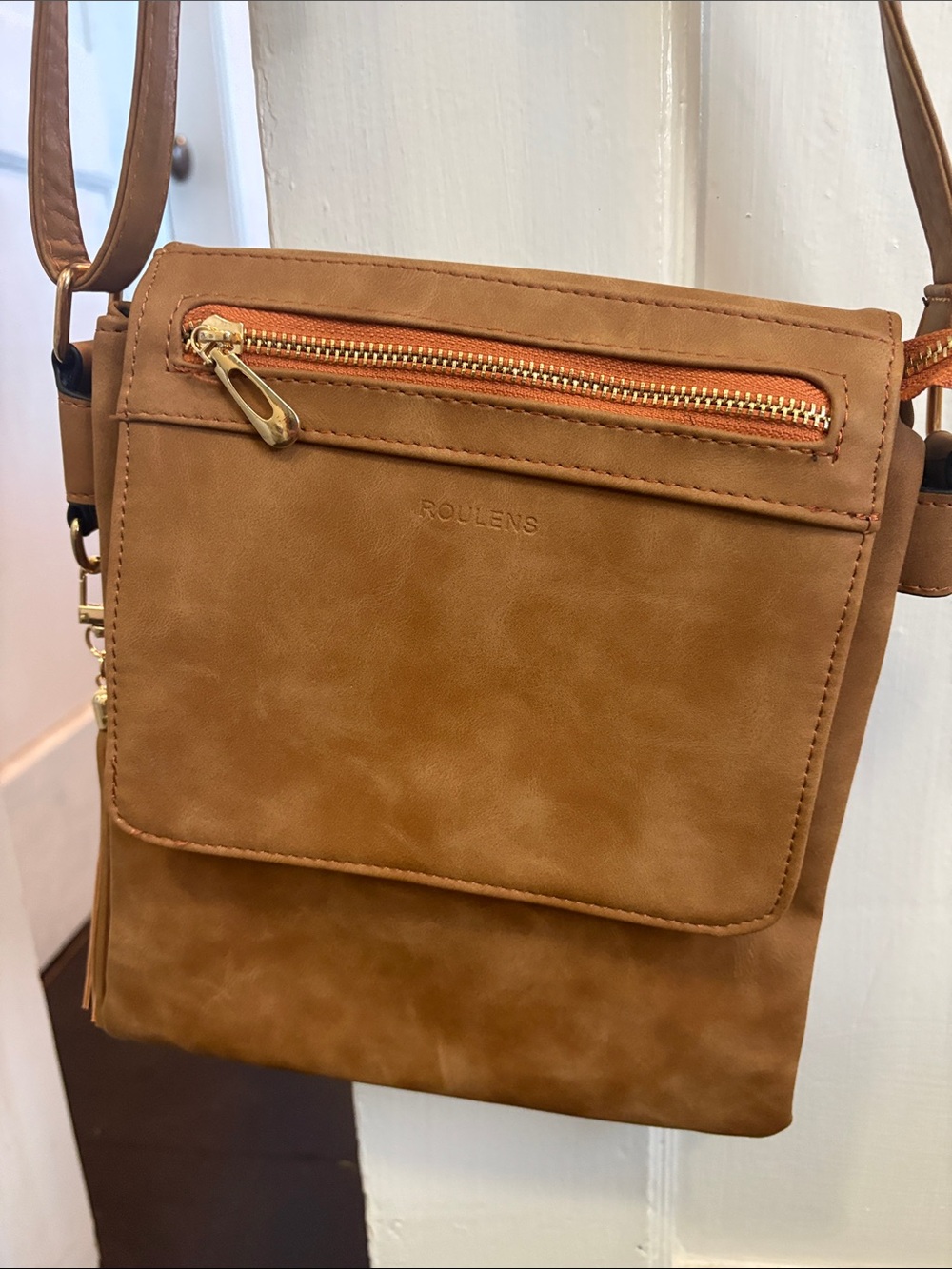 Roulens Brown Crossbody Bag with Tassel